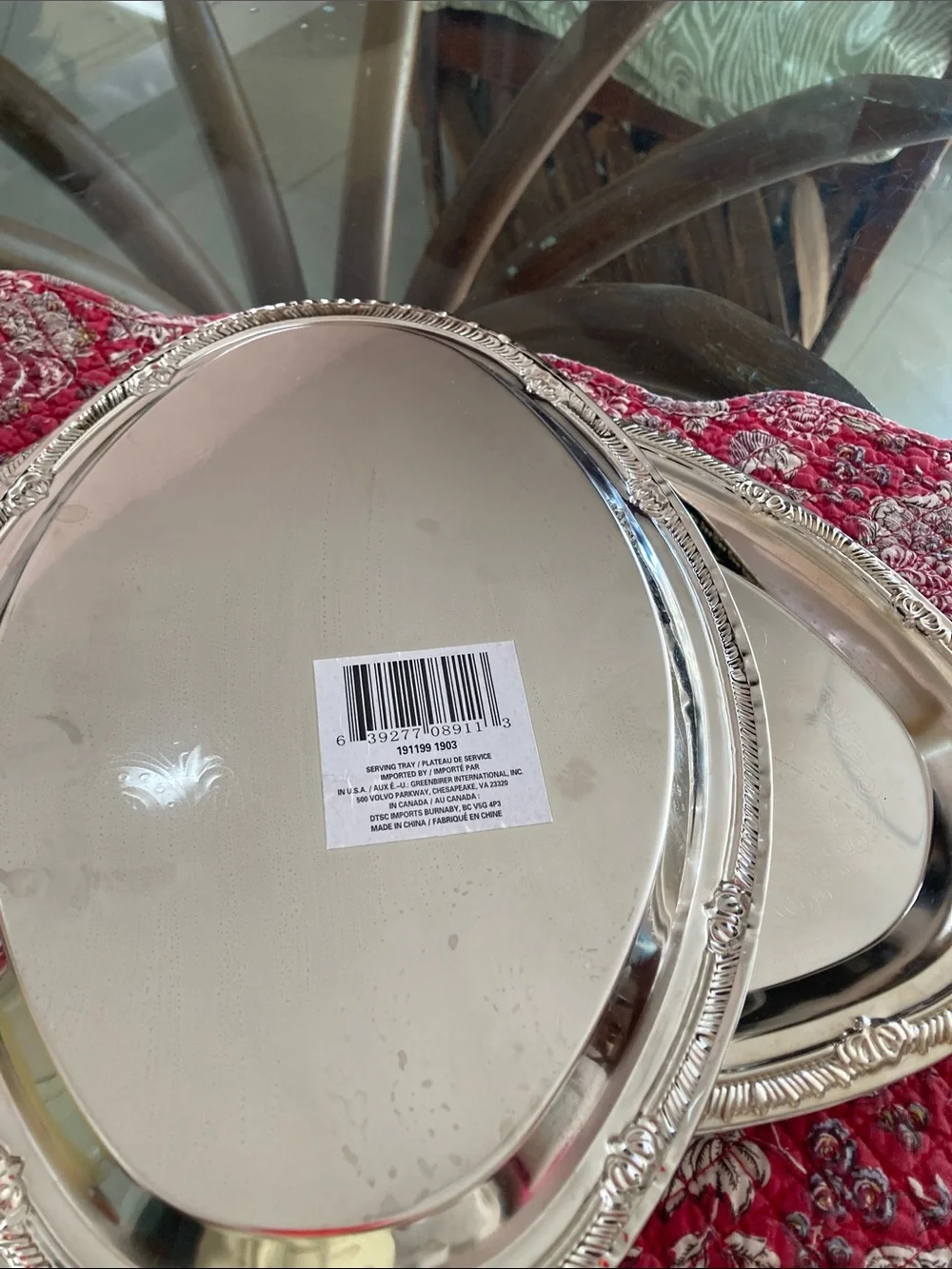 Elegant Silver-Tone Oval Serving Trays - 3-Piece Set